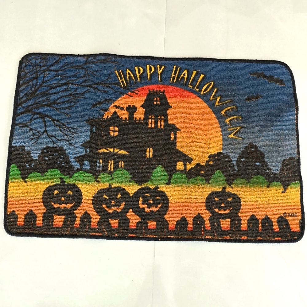 Halloween-Themed Door Mat - Black, Orange, Blue And Green - OS